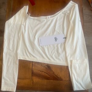 ALO Asymmetrical Sheer Glow Long Sleeve NEW